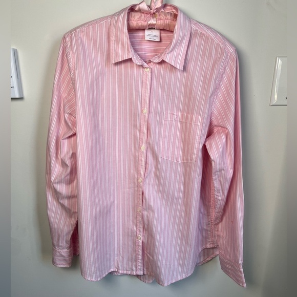 GAP Pink Striped Button-Up Shirt Women’s Large - Picture 2 of 5